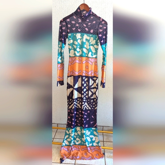 OFUURE Dresses & Skirts - ANU Purple Long Sleeve Maxi Mesh Dress